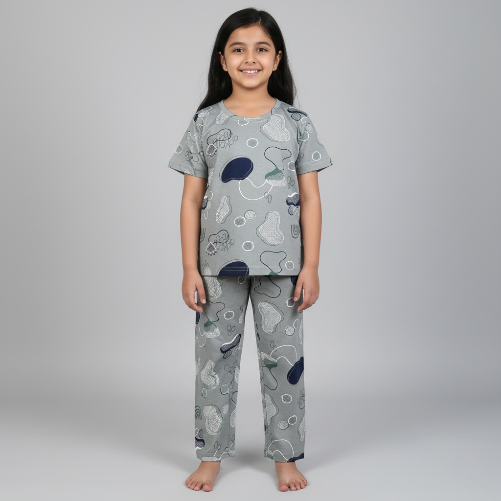 Kids Cotton Nightwear Set (1-12 Years) Comfortable Pajama T-Shirt Combo for Boys & Girls