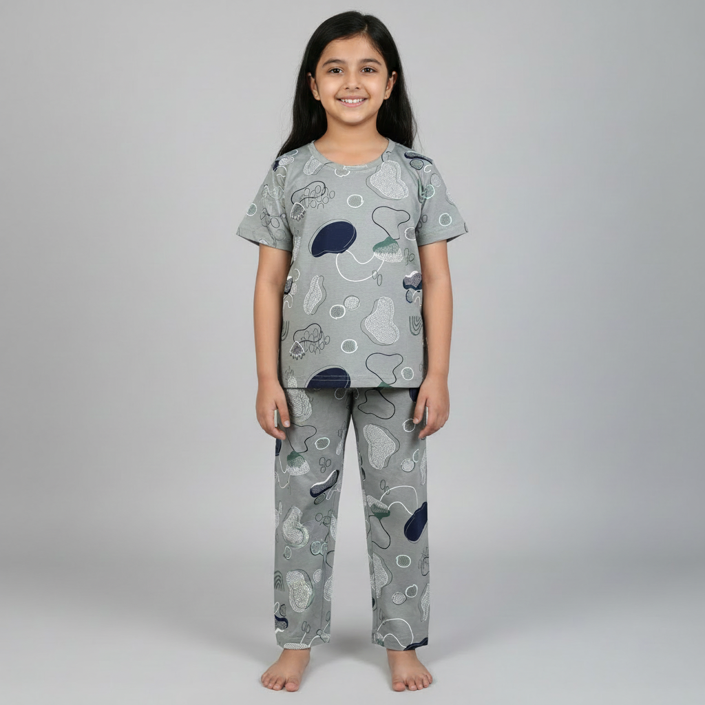 Kids Cotton Nightwear Set (1-12 Years) Comfortable Pajama T-Shirt Combo for Boys & Girls
