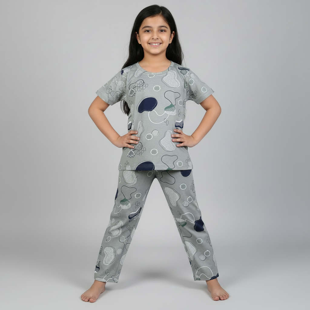 Kids Cotton Nightwear Set (1-12 Years) Comfortable Pajama T-Shirt Combo for Boys & Girls