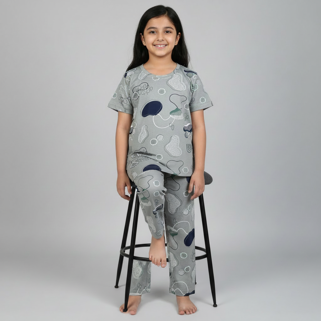 Kids Cotton Nightwear Set (1-12 Years) Comfortable Pajama T-Shirt Combo for Boys & Girls