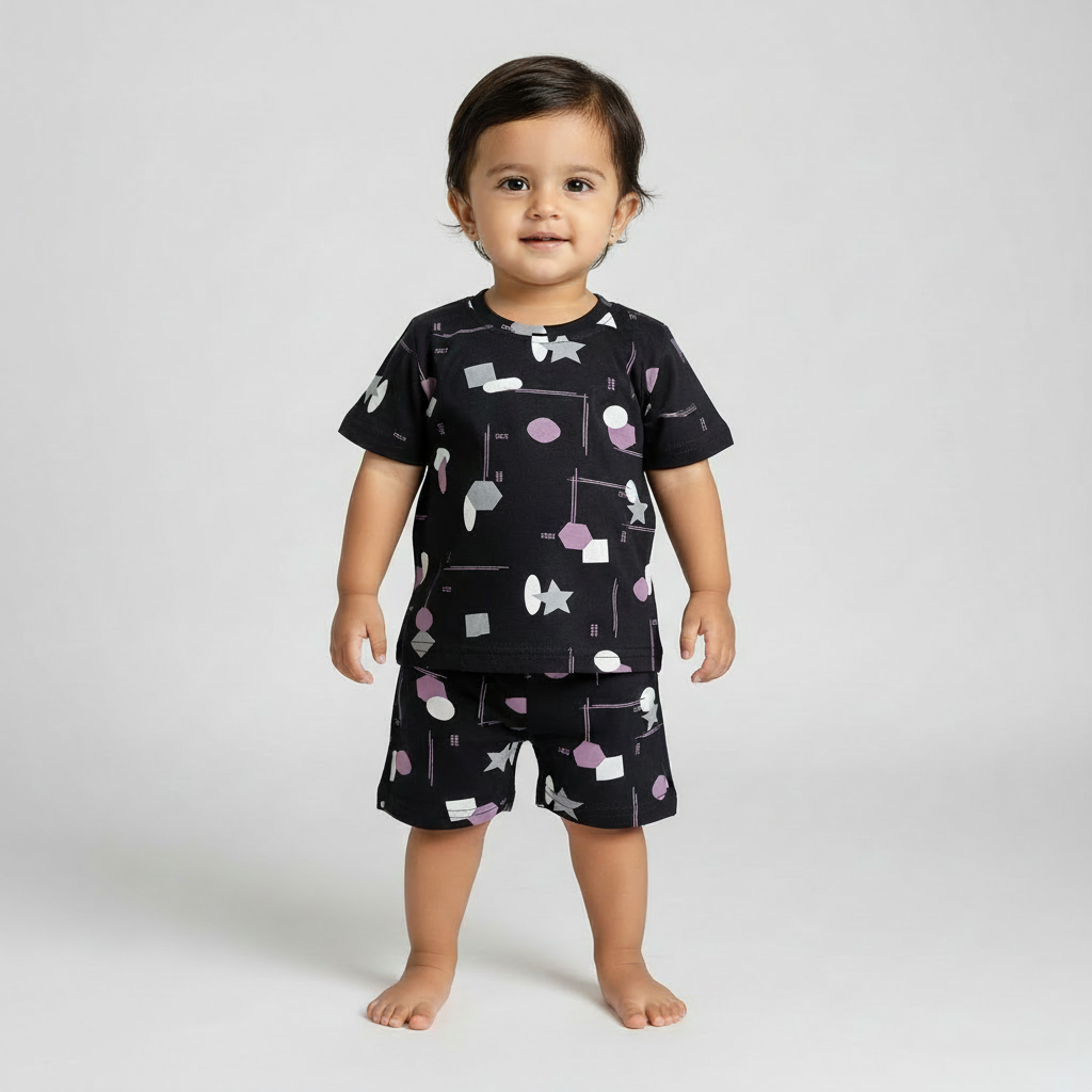 Kids Printed Night Suit Set (1-12 Years) Cute & Comfortable Cotton Pajama Set