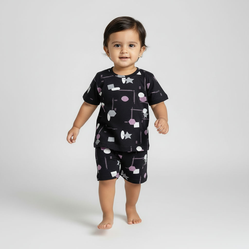 Kids Printed Night Suit Set (1-12 Years) Cute & Comfortable Cotton Pajama Set